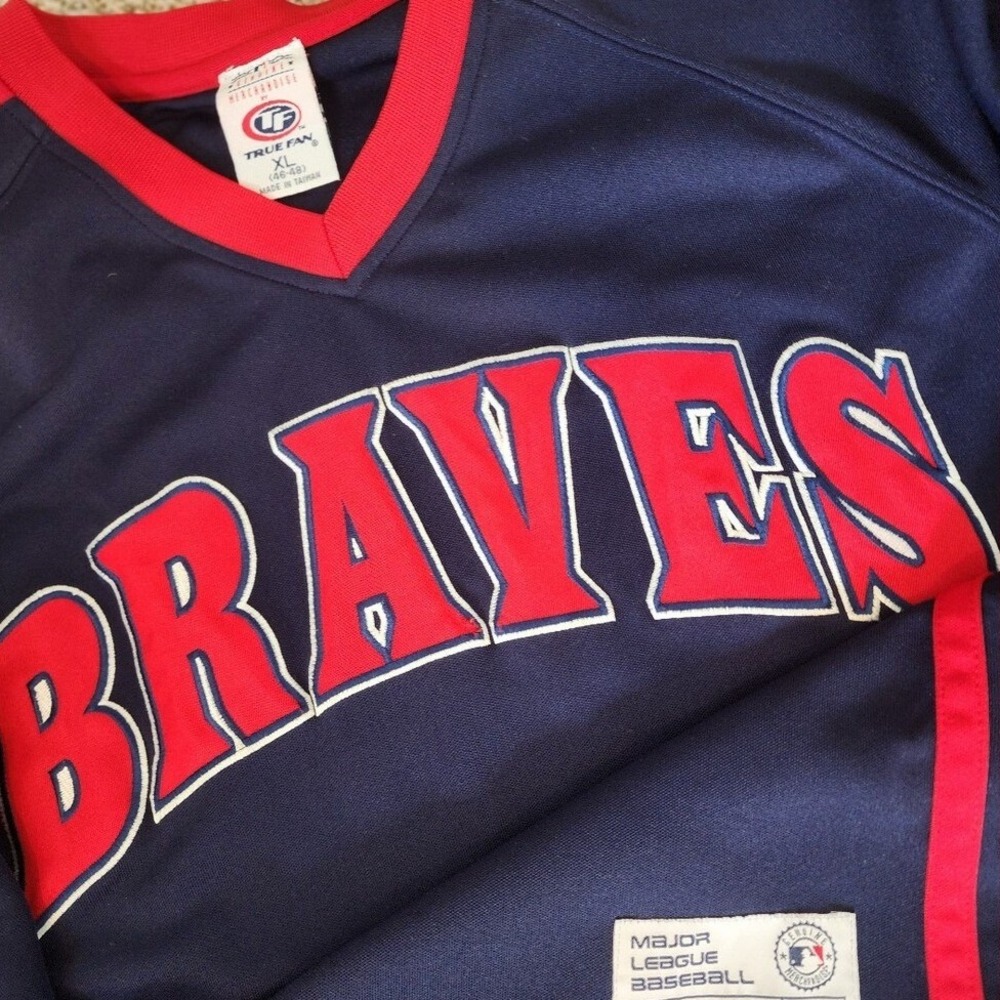 ❗️Vintage Atlanta Braves MLB Baseball Jersey Sewn Stitched True Fan Series Blue